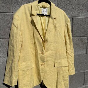 Madewell XL Yellow Linen Buttondown Blazer with front pockets - Women